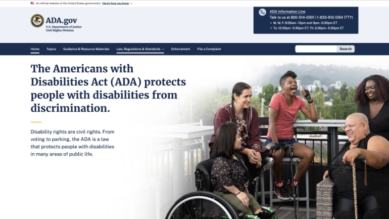 A screenshot of the ADA.gov website taken on October 17, 2024