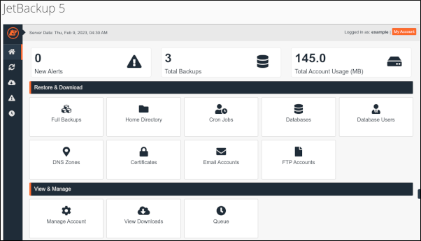 JetBackup - Dashboard