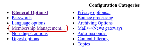 cPanel - Mailing Lists - mailman - Membership Management