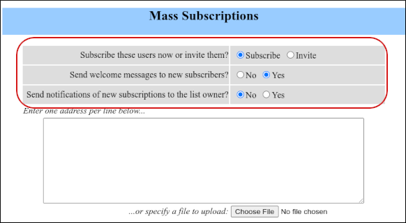 cPanel - Mailing Lists - mailman - Subscription options