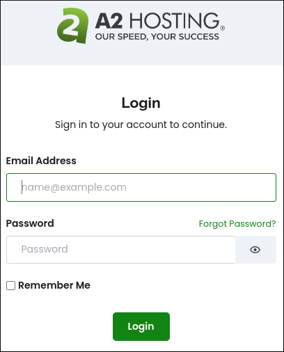 Customer Portal - Account login page