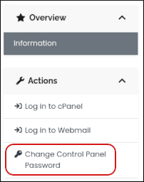 Customer Portal - Shared Hosting - Change Control Panel Password