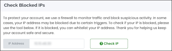 Customer Portal - Check Blocked IPs section