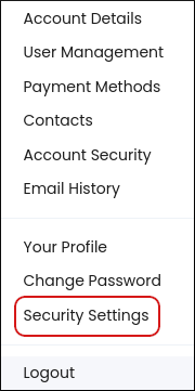 Customer Portal - Security Settings