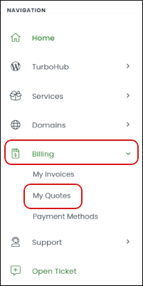 Customer Portal - Billing - My Quotes