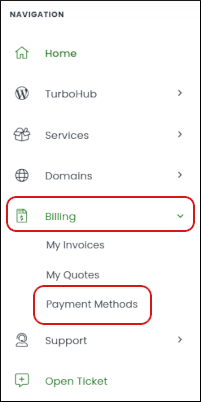 Customer Portal - Billing - Payment Methods