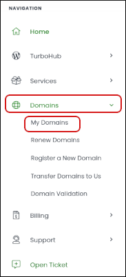 Customer Portal - Domains - My Domains