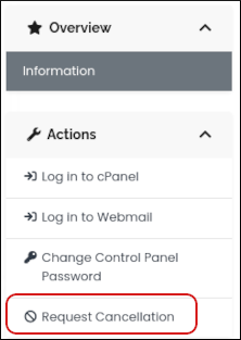 Customer Portal - Actions - Request Cancellation