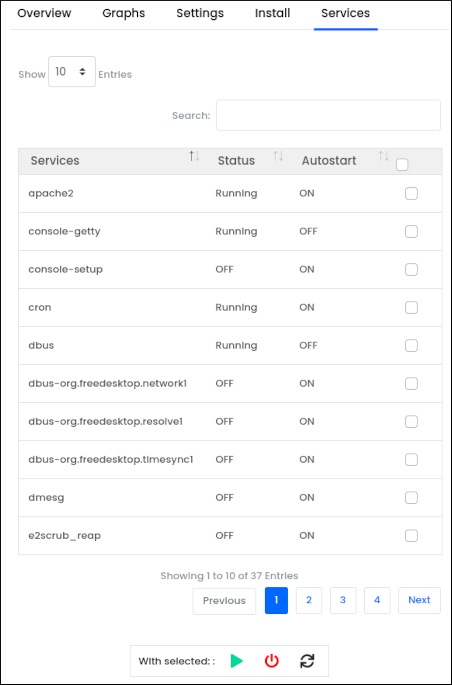 Customer Portal - Unmanaged VPS - Services tab