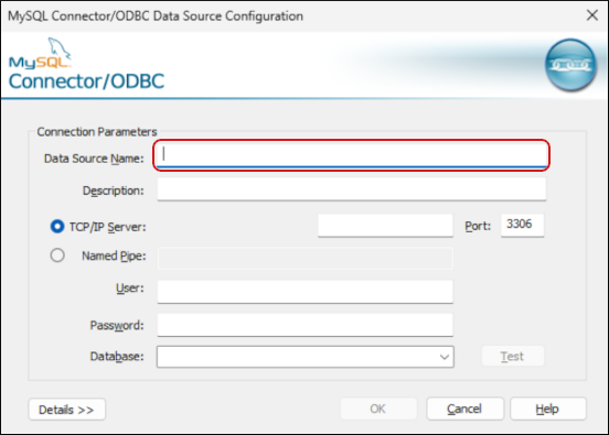 ODBC Data Source Configuration - Data Source Name