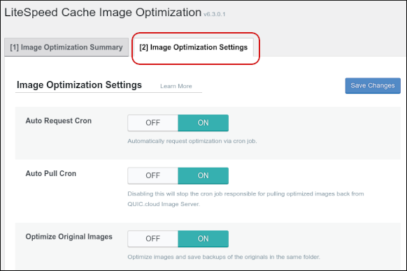 WordPress - LiteSpeed Cache - Image Optimization Settings tab