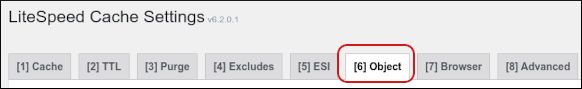 WordPress - LiteSpeed Cache - Cache - Object tab